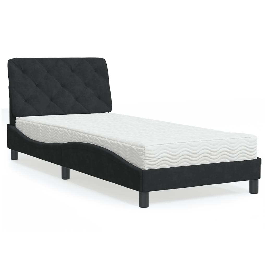 Bett mit Matratze Hellgrau 80x200 cm Samt