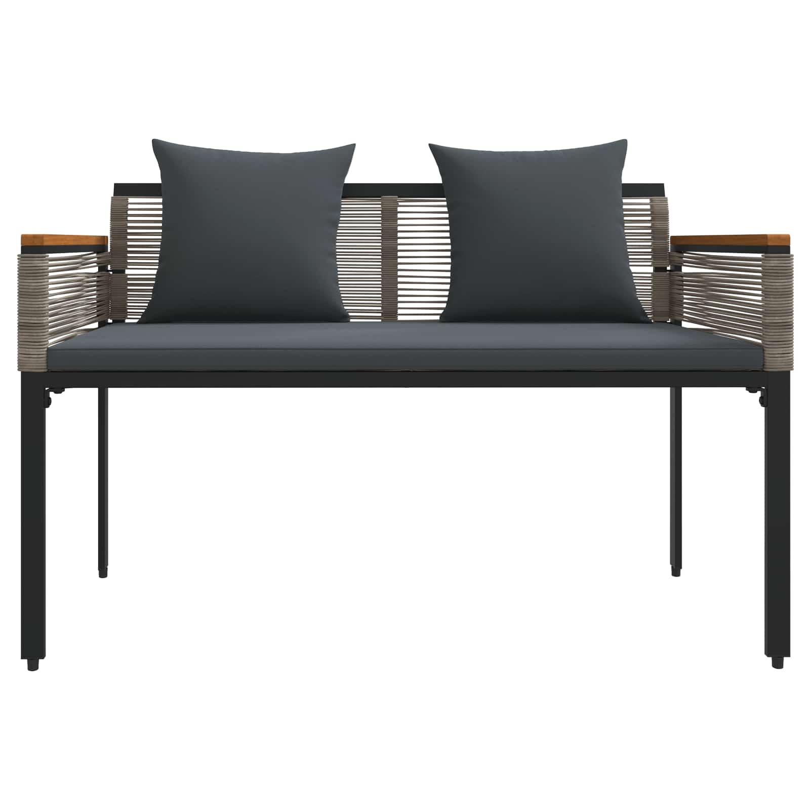 Bank Outdoor mit Kissen Schwarz 117 x 54 x 74,5 cm Poly-Rattan
