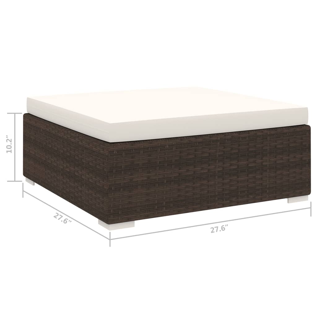 Modular-Fußhocker mit Kissen Poly Rattan Braun