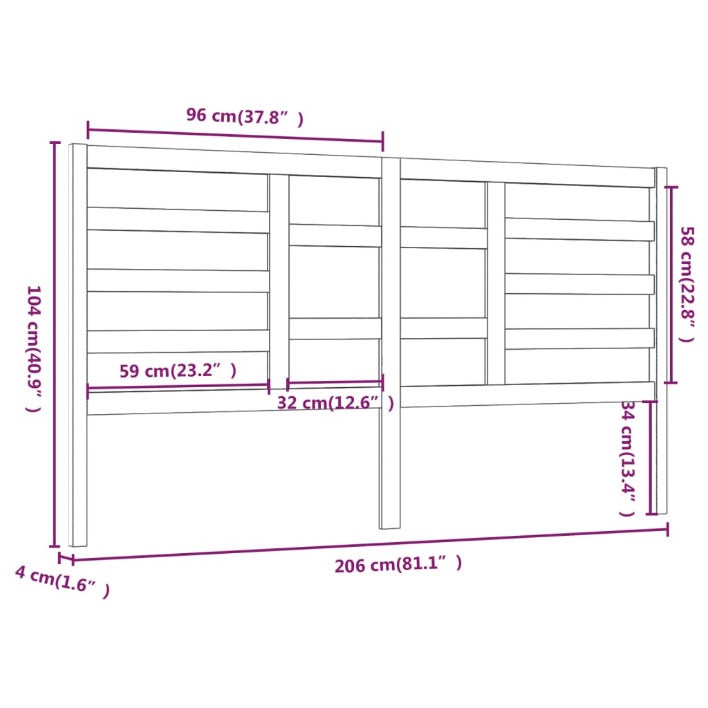 Bett-Kopfteil Grau 81x4x104 cm Massivholz Kiefer