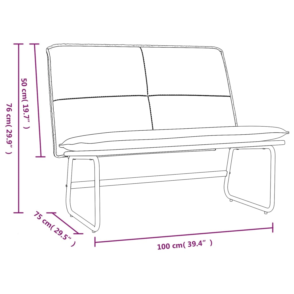 Sitzbank Creme 100x75x76 cm Kunstleder