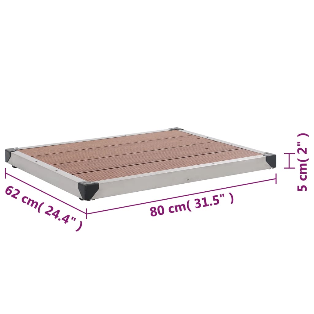 Garten-Duschwanne WPC Edelstahl 110 x 62 cm Braun