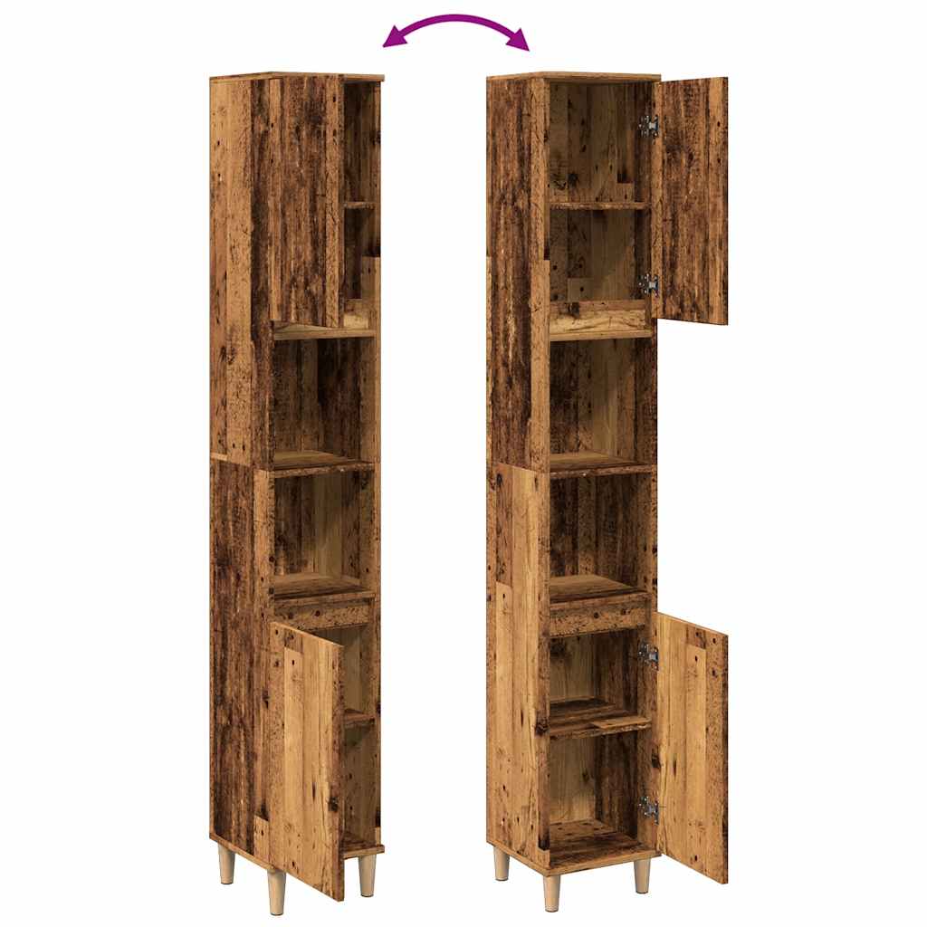 Badschrank Weiß 30x30x190 cm Holzwerkstoff