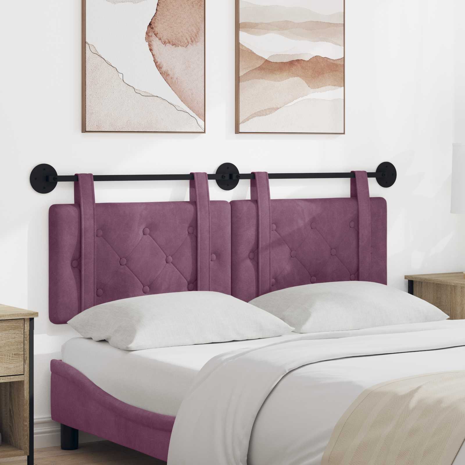 Hängendes Kopfteil Mit LED Licht Hellgrau Samt