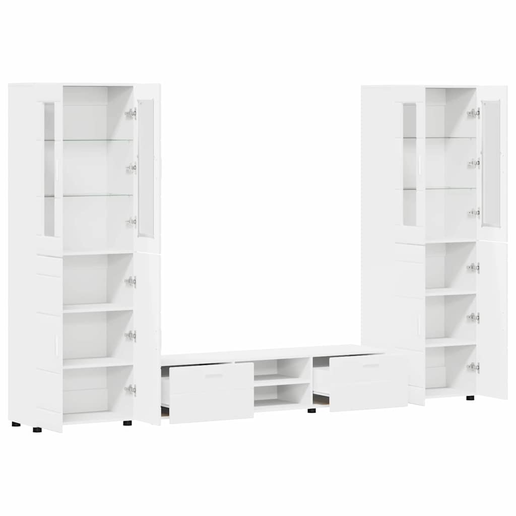 Highboard mit Regal FLORIN Weiß 60 x 35 x 182 cm Holzwerkstoff