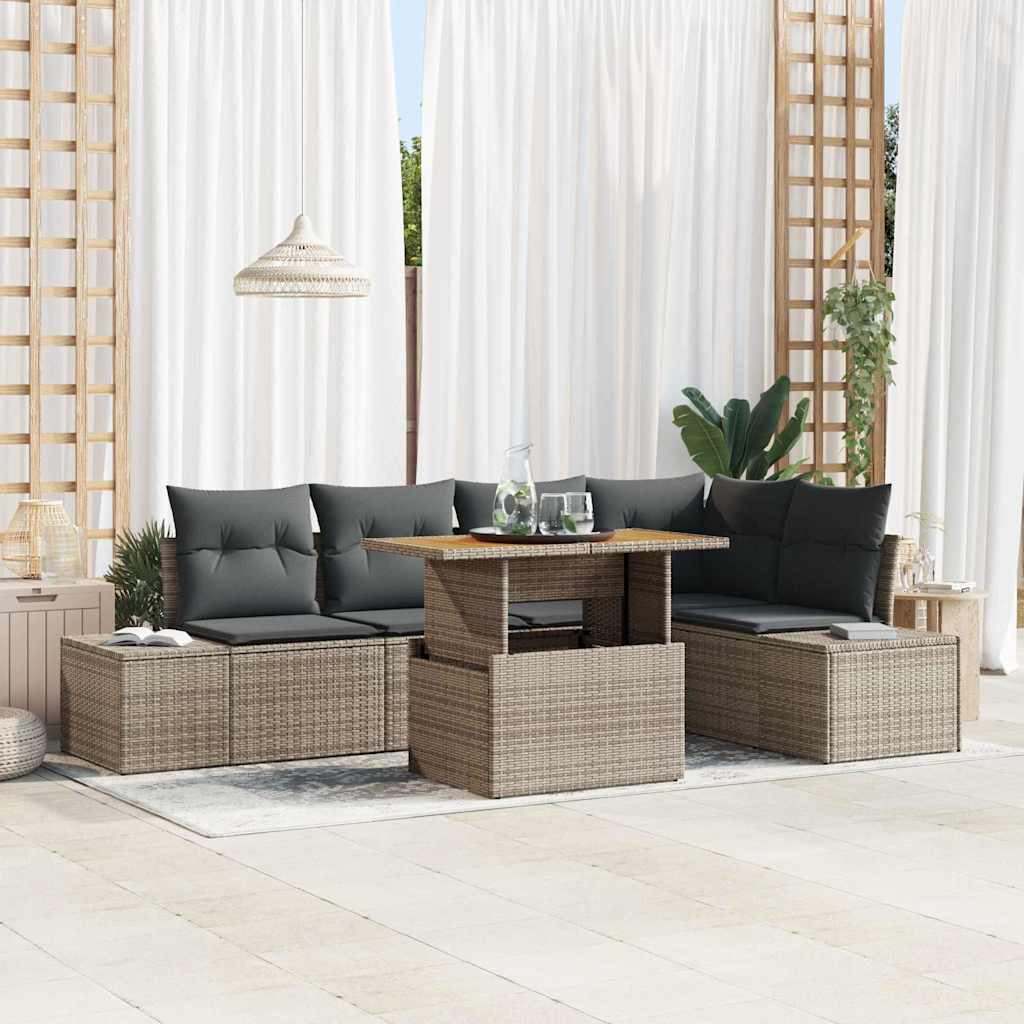 Garten Essgruppe mit Kissen 6 pcs Schwarz und Creme