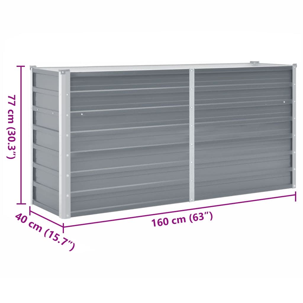 Hochbeet 160 x 80 x 77 cm Verzinkter Stahl Grau