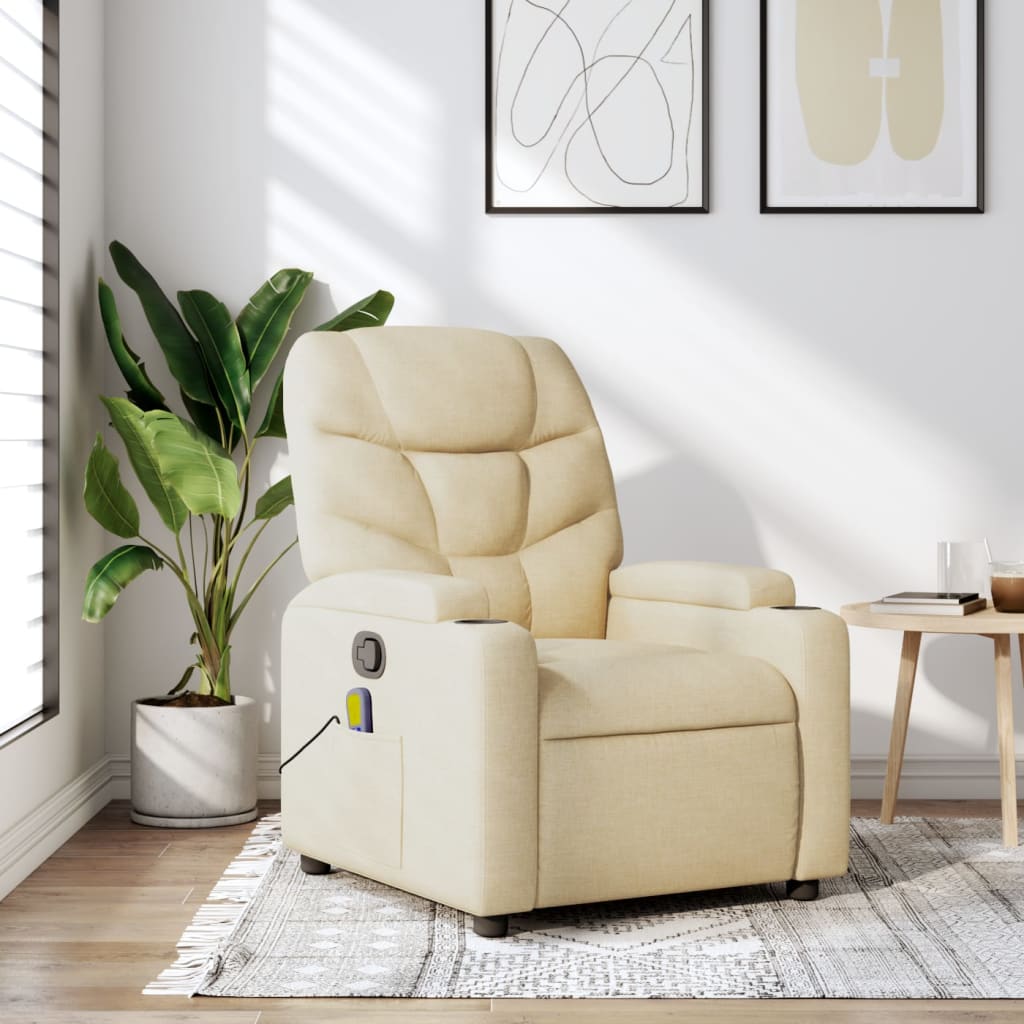 Massage-Relaxsessel, hellgrauer Stoff