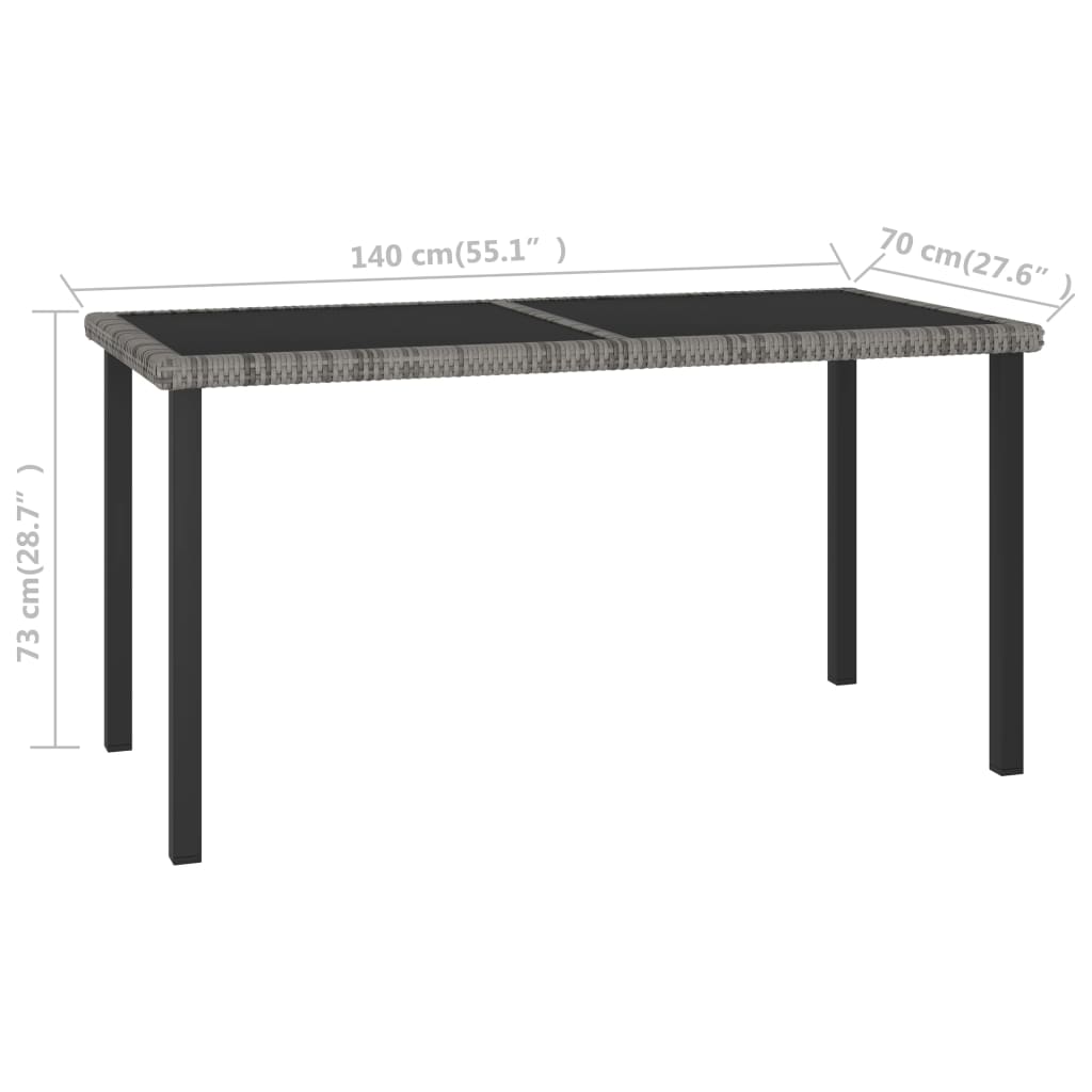 Garten-Esstisch Schwarz 140x70x73 cm Poly Rattan