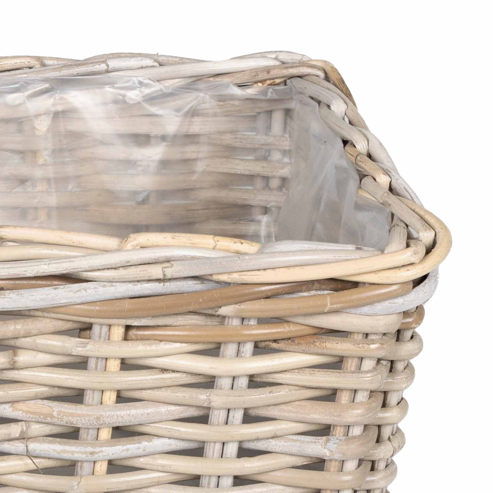 Blumentopfkorb mit Speicher 3 Stk. Natürliches Grau Kubu Rattan