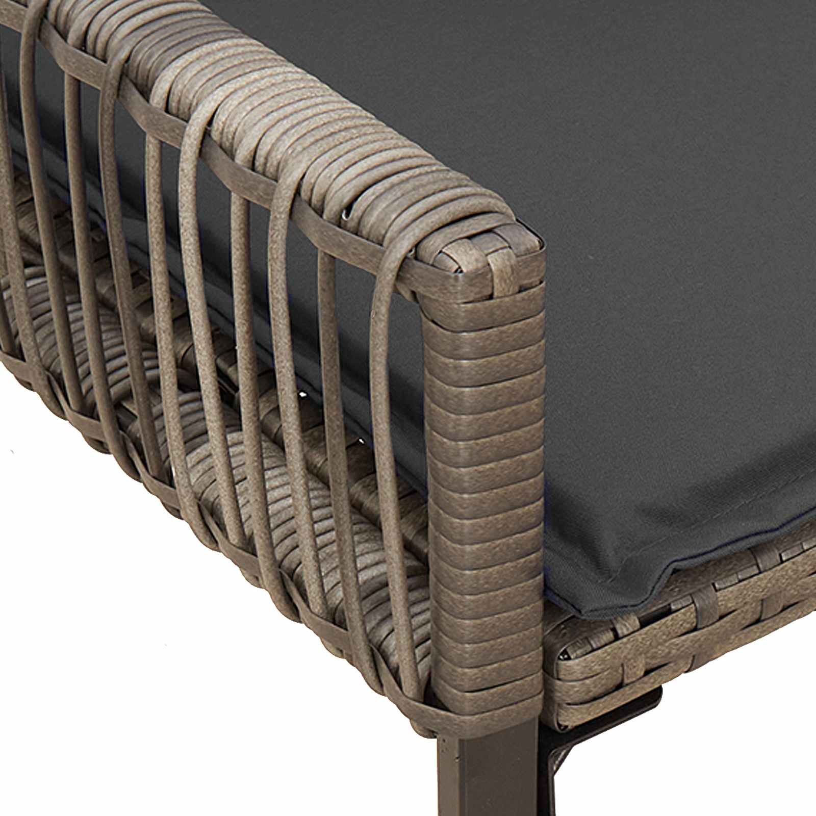 Bank Outdoor mit Kissen 4 pcs Schwarz und Cremeweiß Poly-Rattan