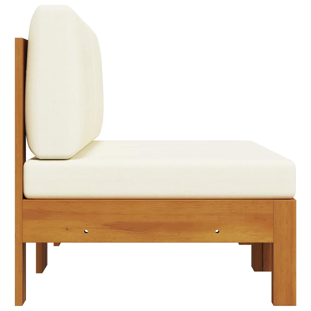 2-tlg. Garten-Lounge-Set mit Cremeweißen Kissen Akazienholz
