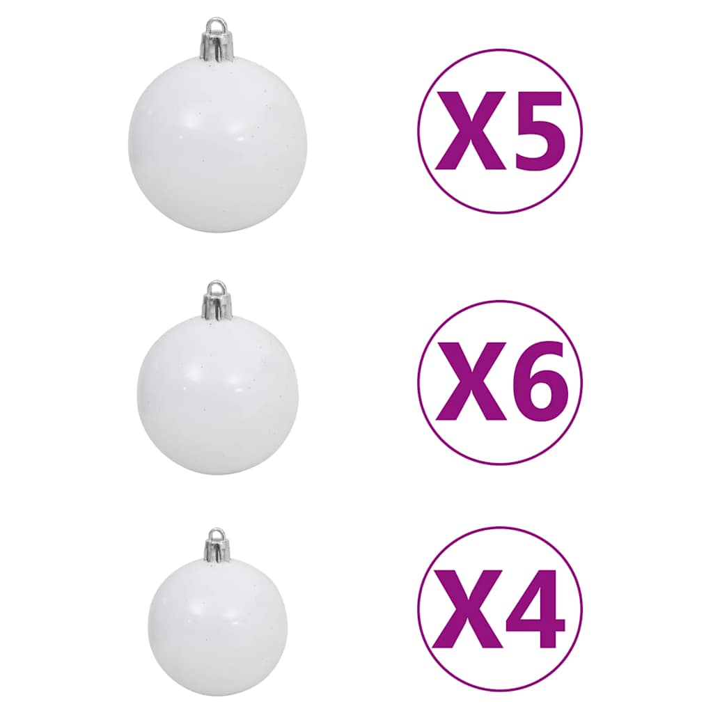 Künstlicher Weihnachtsbaum mit LEDs Kugeln Zapfen 150 cm