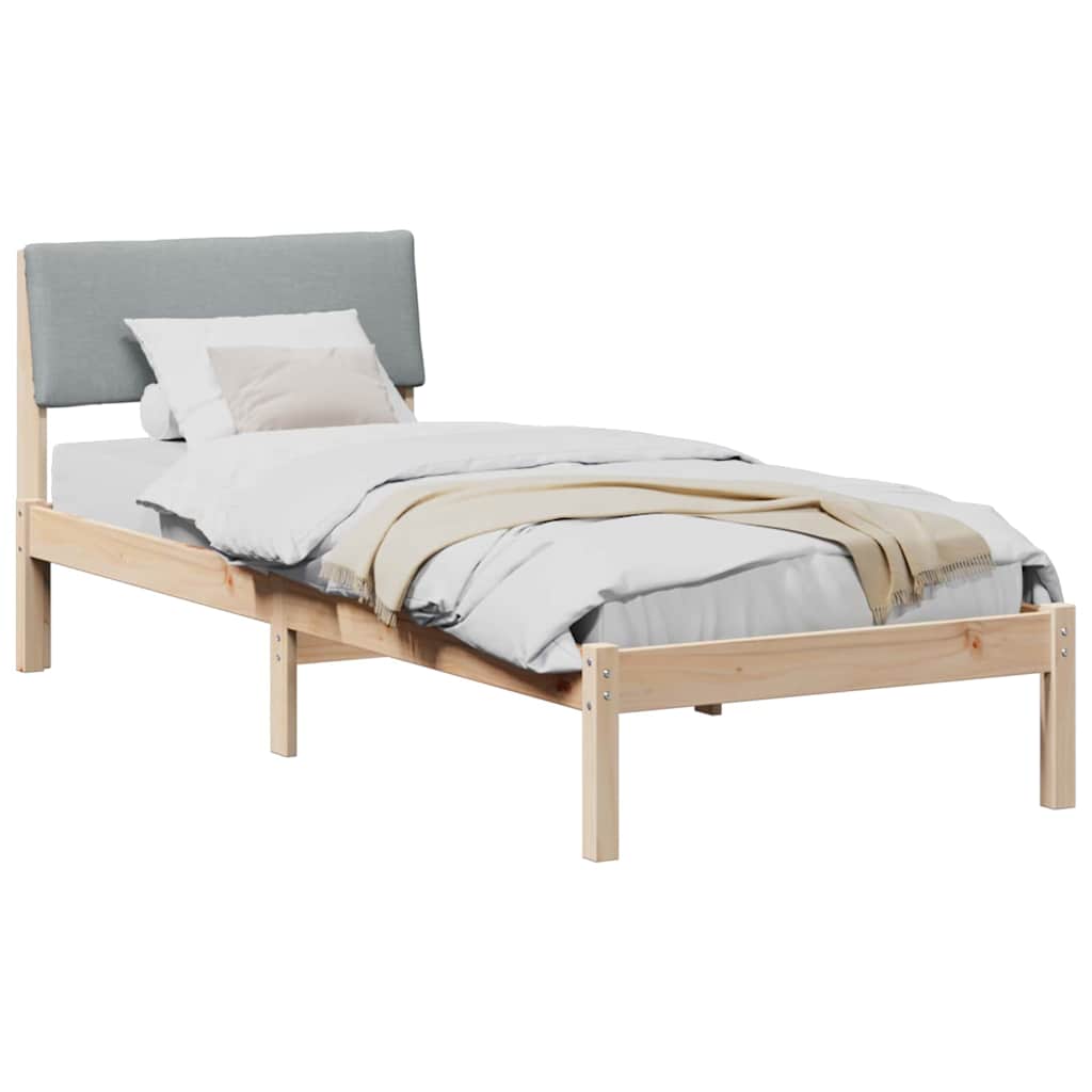 Bettgestell Braun und hellgrau 200 x 200 cm Massivholz Kiefer