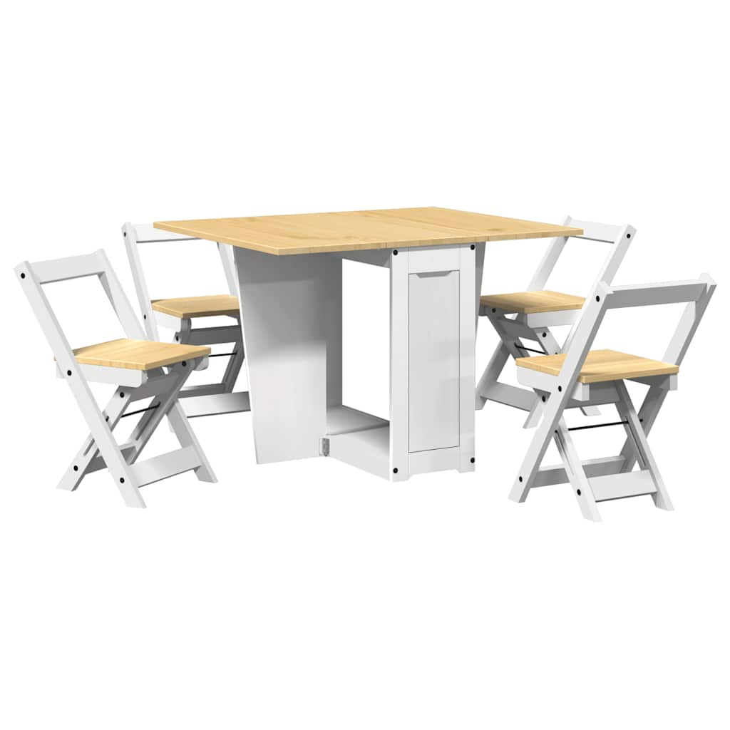5-tlg. Butterfly-Esstisch-Set Corona Wachsbraun Kiefernholz