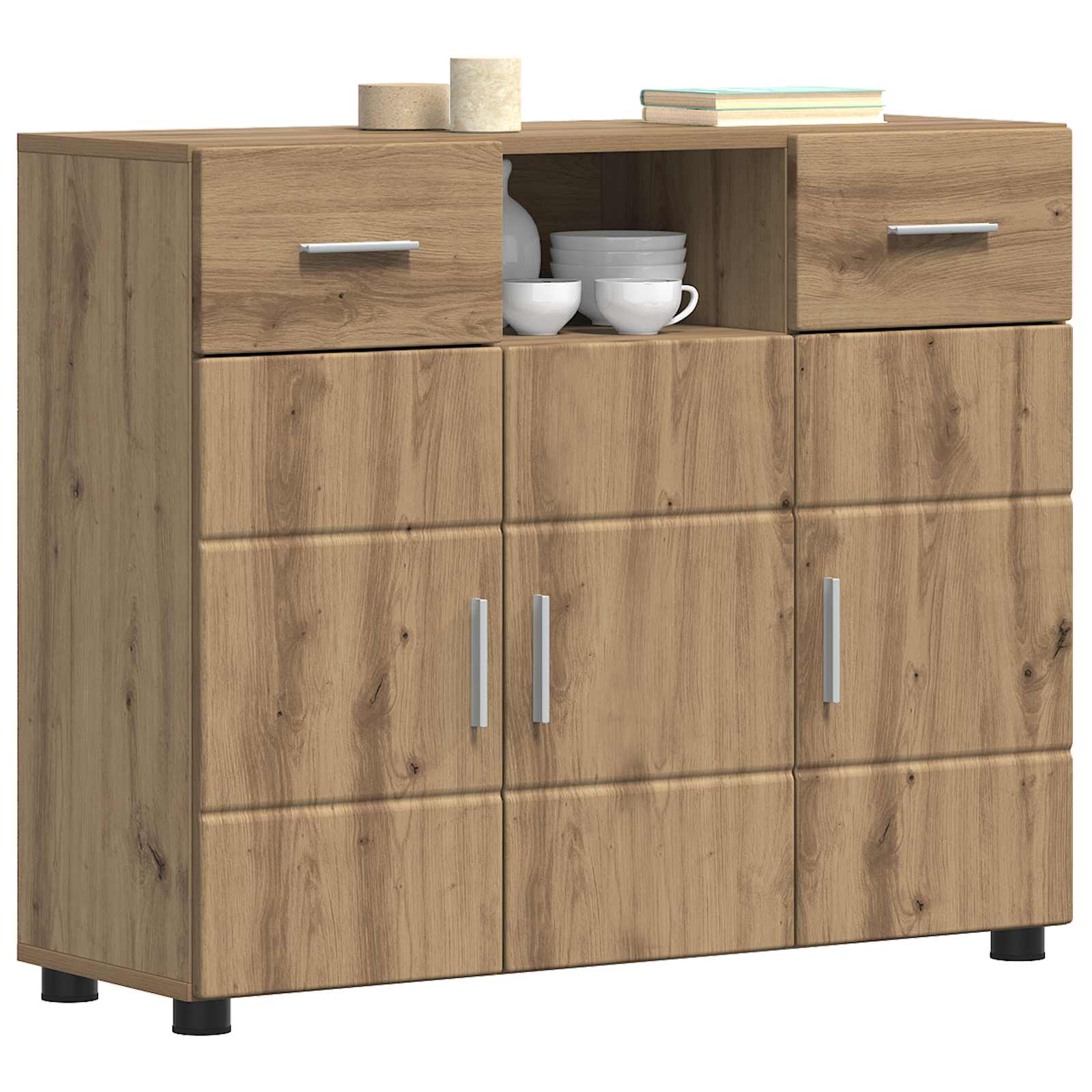 Highboard mit Regal FLORIN Weiß 60 x 35 x 182 cm Holzwerkstoff