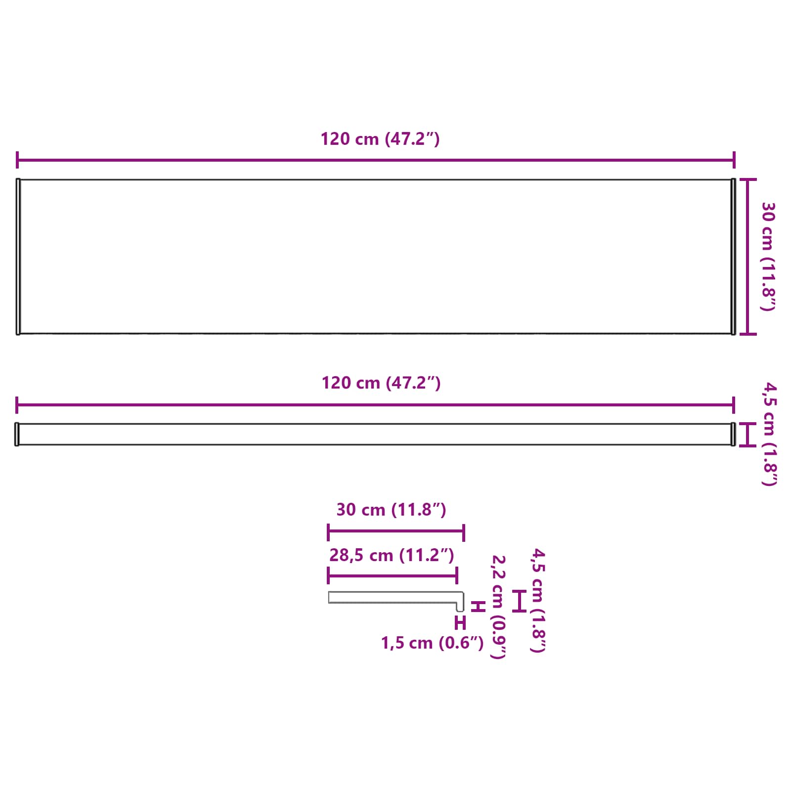 Fensterbank Weiß 60 x 10 x 4,5 cm PVC