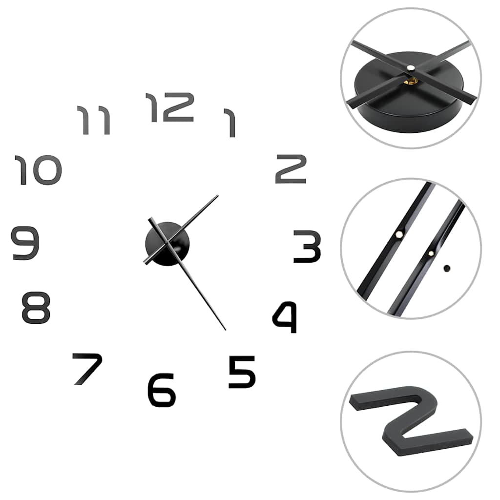 3D-Wanduhr Modernes Design 100 cm XXL Silbern