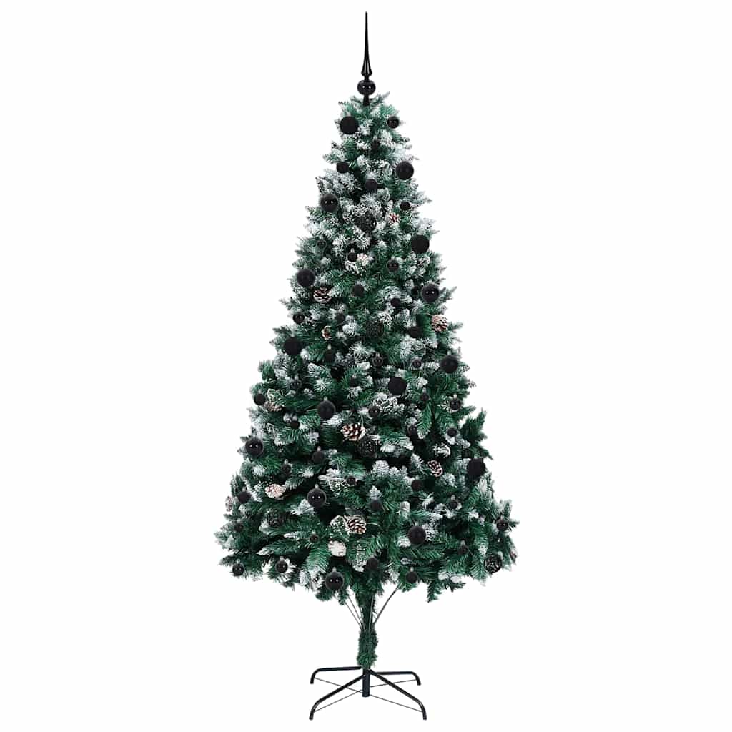 Künstlicher Weihnachtsbaum mit LEDs Kugeln Zapfen 150 cm