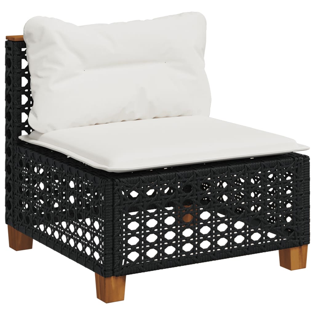 10-tlg. Garten-Sofagarnitur mit Kissen Beige Poly Rattan