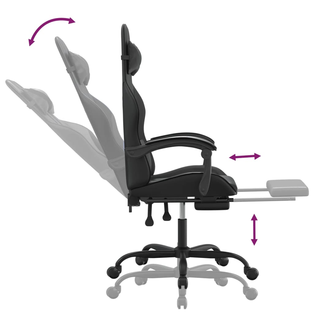 Gaming-Stuhl Drehbar Schwarz und Blau Kunstleder