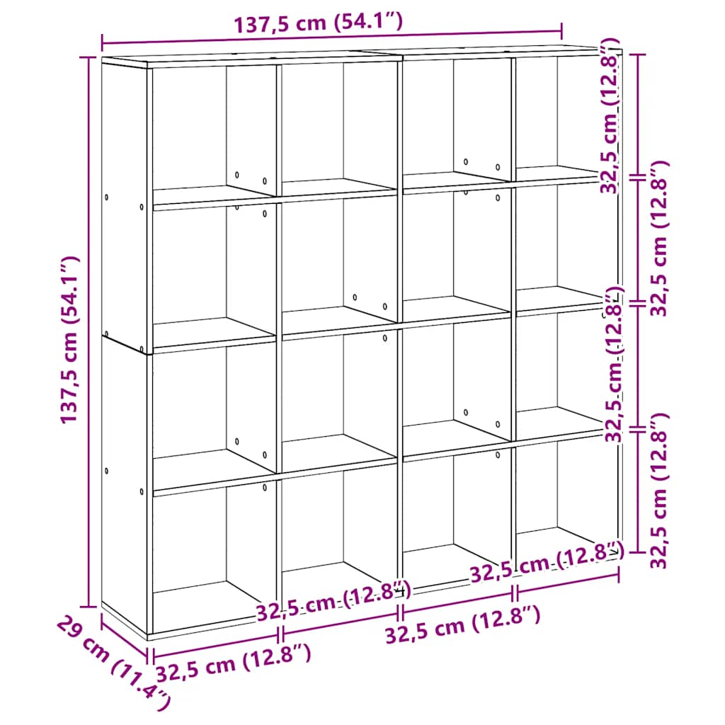 Bücherregal Weiß 137,5x29x137,5 cm Holzwerkstoff