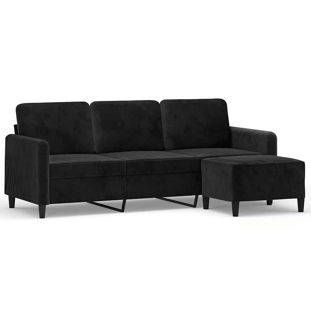 3-Sitzer-Sofa mit Hocker Rosa 180 cm Samt