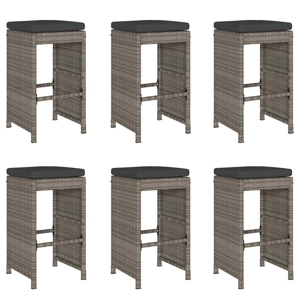 Garten-Barhocker mit Kissen 2 Stk. Braun Poly Rattan
