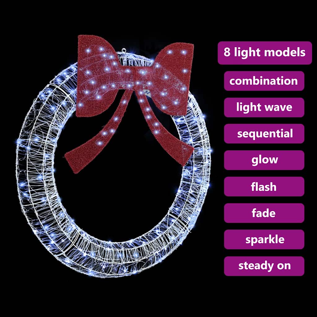 Kranz mit 60 LEDs Warmweiß 76 x 76 x 8,5 cm Acryl