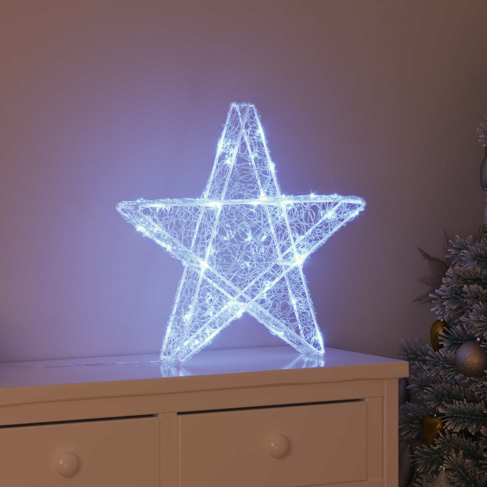 3D Stern mit 50 LEDs Warmweiß 55 x 53.5 x 10 cm Acryl
