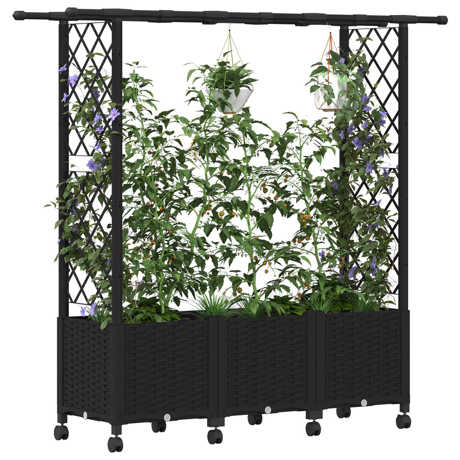 Hochbeet mit Rankgitter und Dach Braun 124 x 40 x 123 cm PP