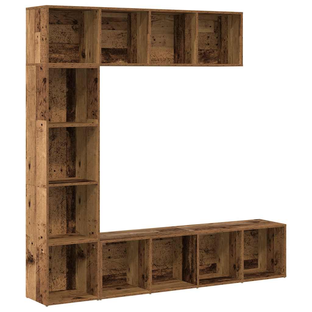 3-tlg. Bücher-/TV-Schrank Set Weiß 180×30×180 cm