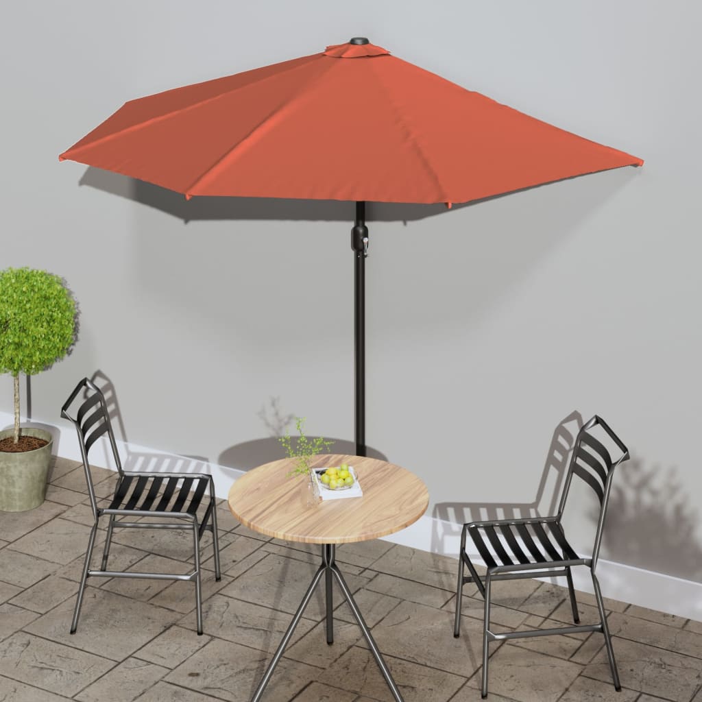 Balkon-Sonnenschirm Alu-Mast Bordeauxrot 270x144x222cm Halbrund
