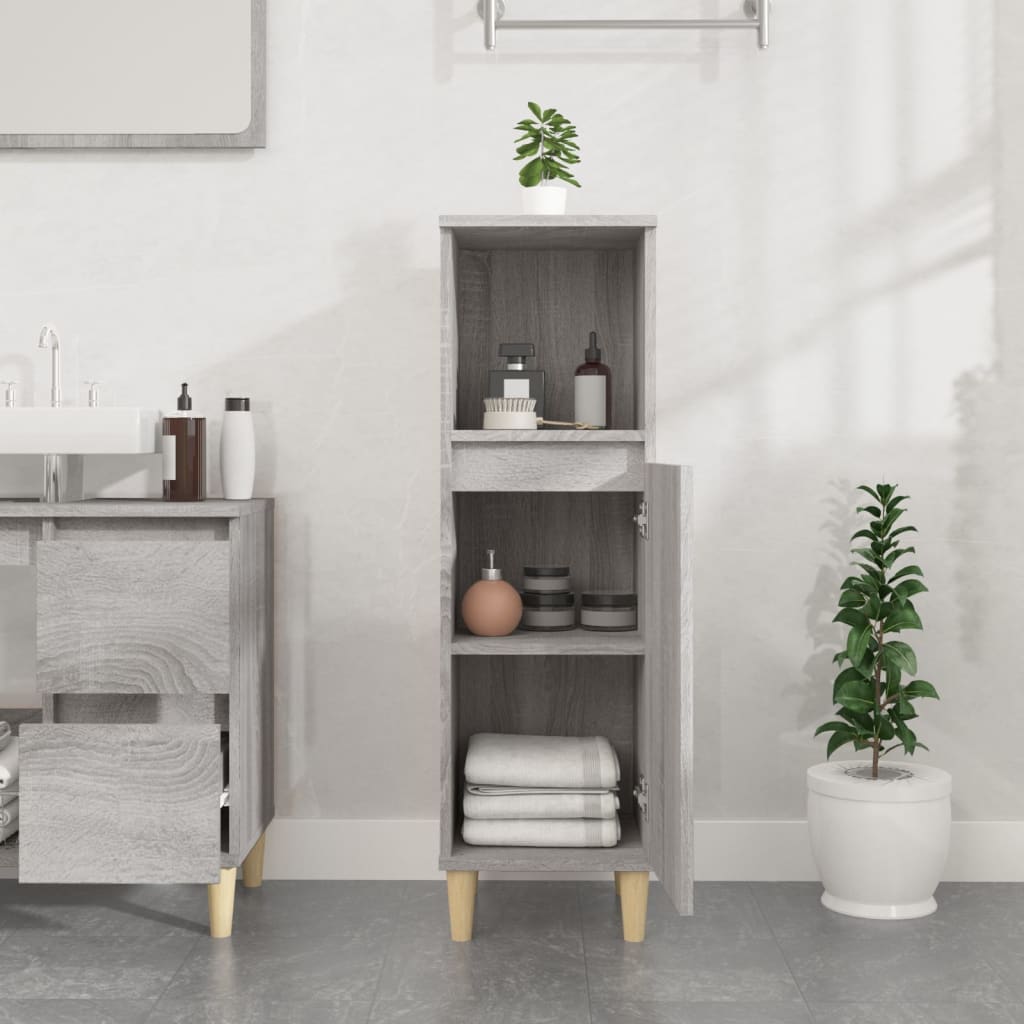 Badschrank Weiß 30x30x100 cm Holzwerkstoff