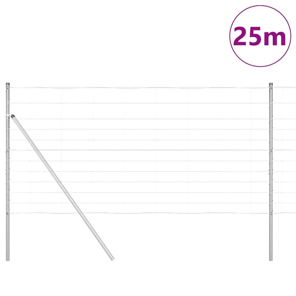 Ground Fix Geschweißter Drahtzaun 25 x 0,8 m Silber Netz