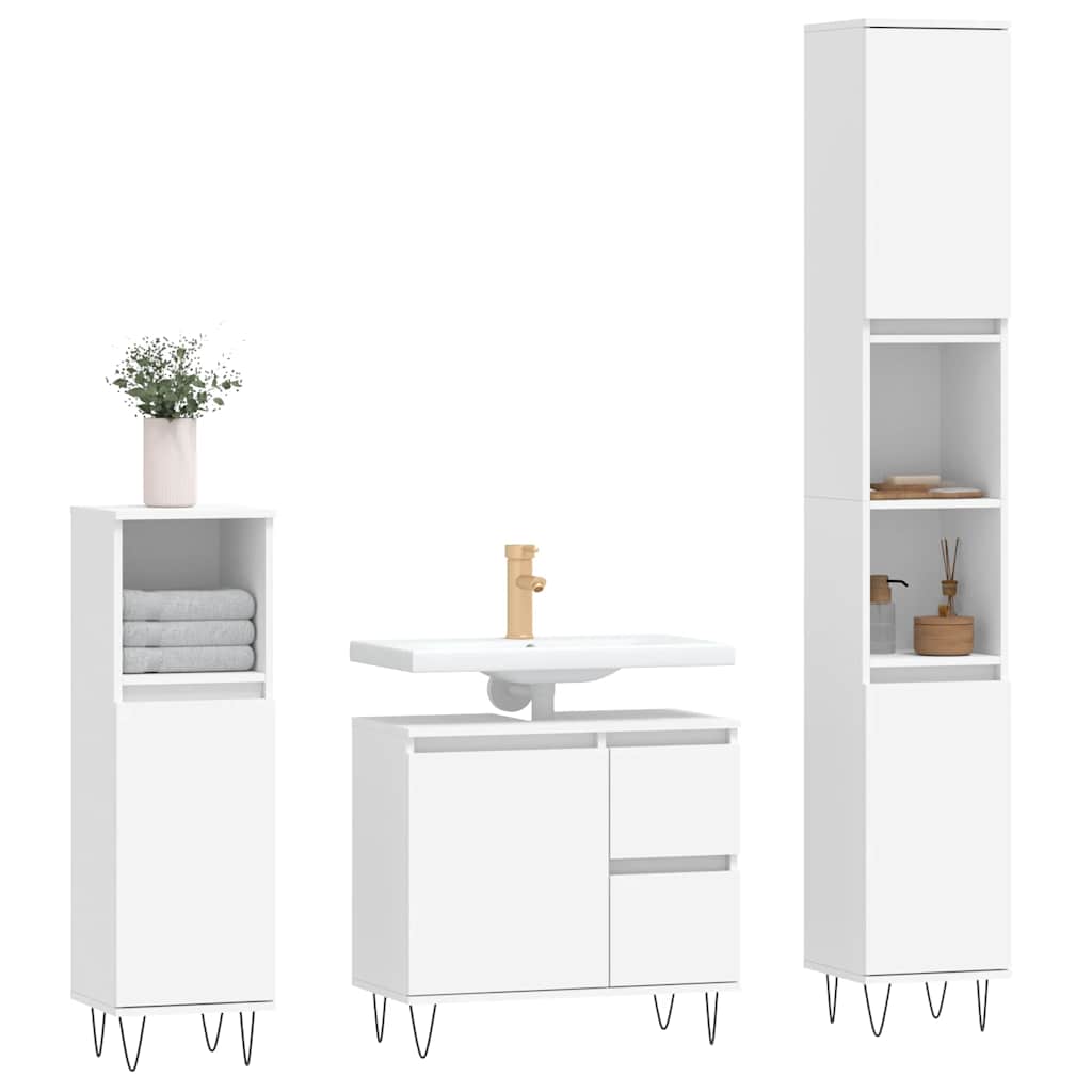 3-tlg. Badmöbel-Set Räuchereiche Holzwerkstoff