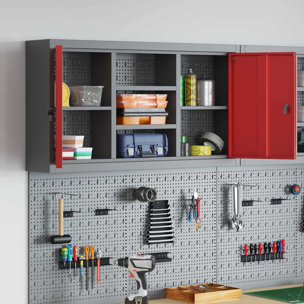Werkzeugschrank mit Regal Schwarz und Grau 55 x 55 x 55 cm