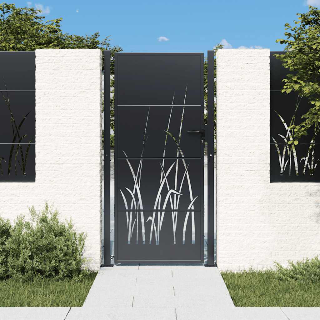 Gartentor Anthrazit 100x75 cm Stahl Gras-Design