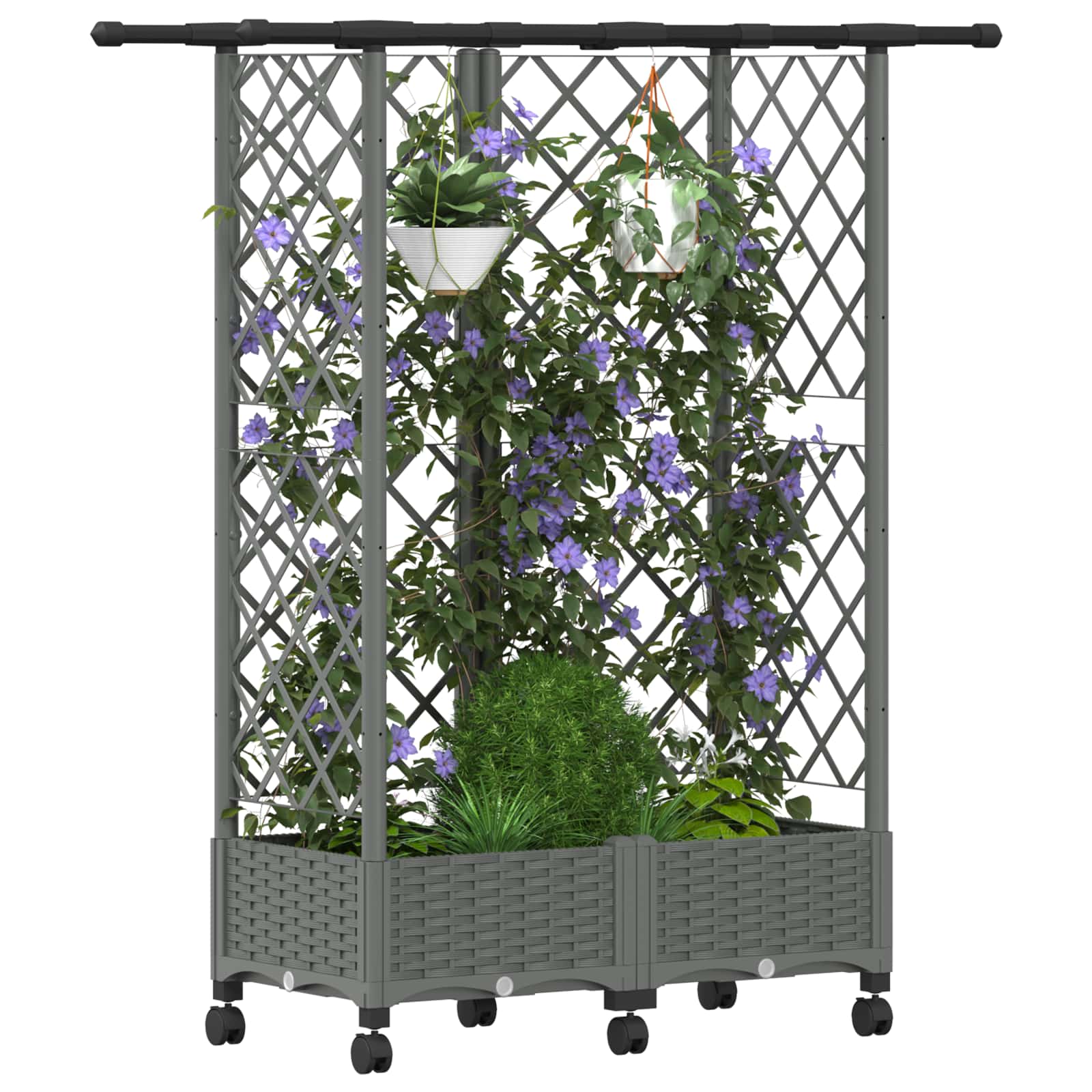 Hochbeet mit Rankgitter und Dach Braun 124 x 40 x 123 cm PP