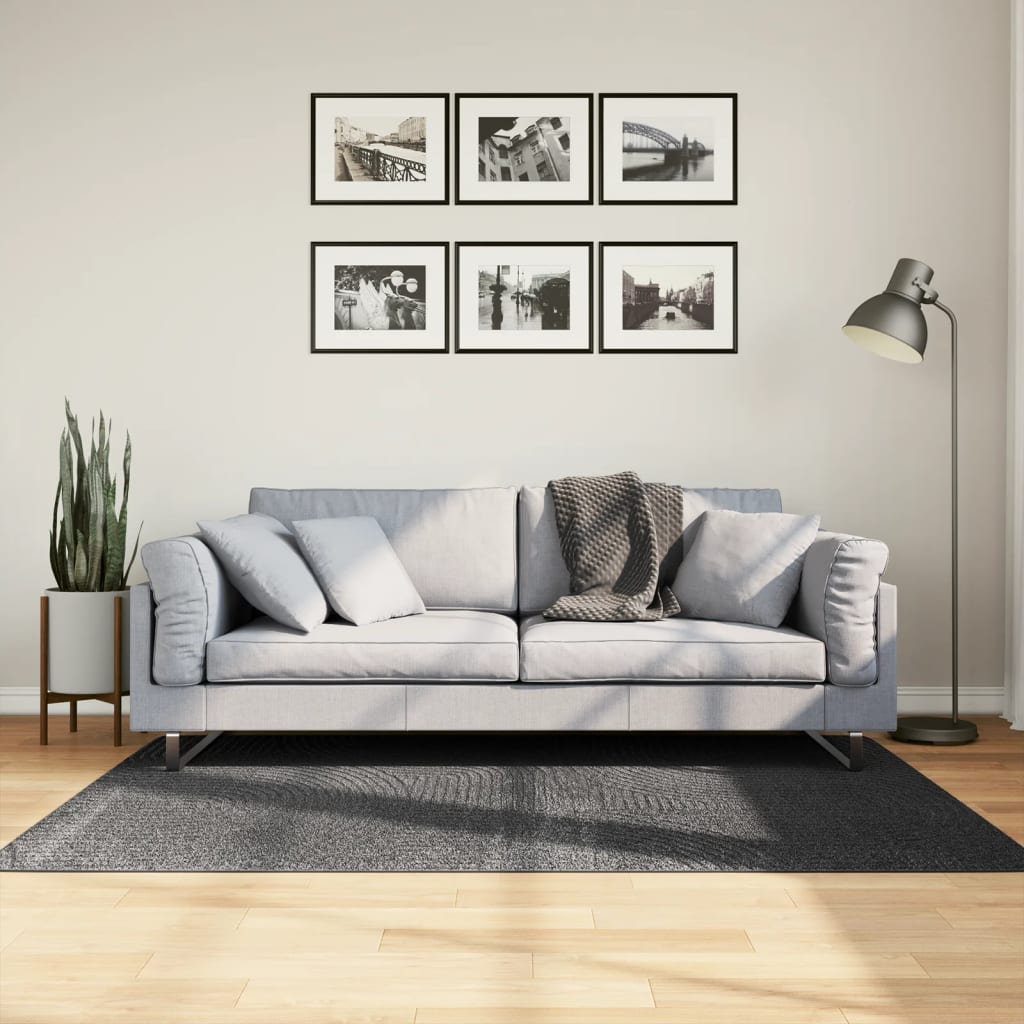 Teppich IZA Kurzflor Skandi-Stil Anthrazit 80x150 cm