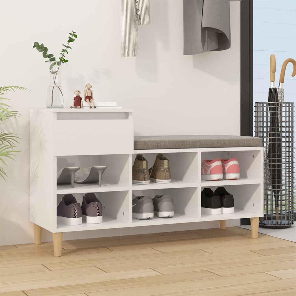Schuhregal Weiß 102x36x60 cm Holzwerkstoff