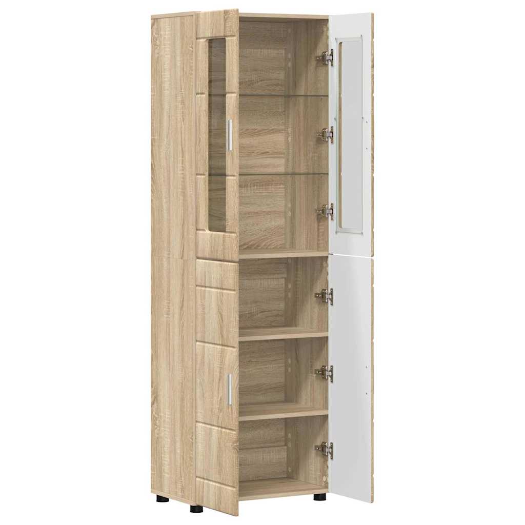 Highboard mit Regal FLORIN Weiß 60 x 35 x 182 cm Holzwerkstoff