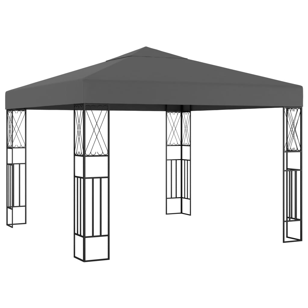 Pavillon mit LED-Lichterkette 3x3 m Creme Stoff