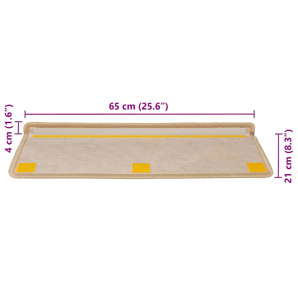 Treppenmatten Selbstklebend Sisal-Look 15 Stk. 65x21x4 Platina