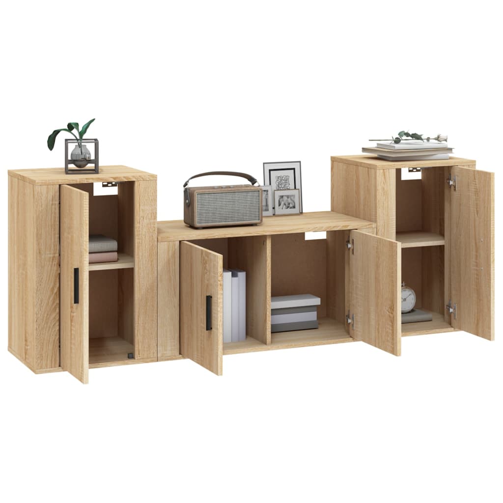 3-tlg. TV-Schrank-Set Weiß Holzwerkstoff