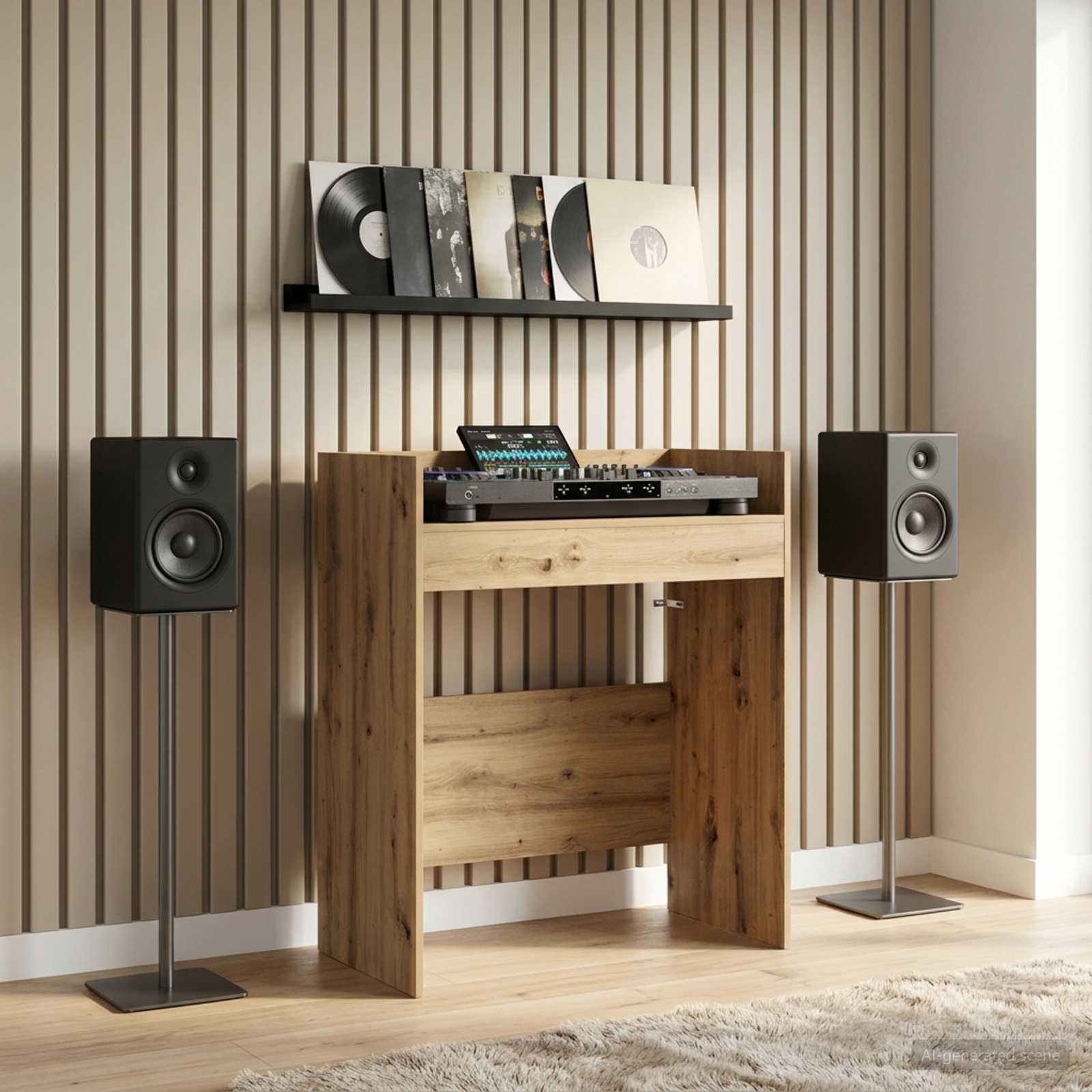 DJ Tisch Weiß 102 x 45 x 102 cm Holzwerkstoff