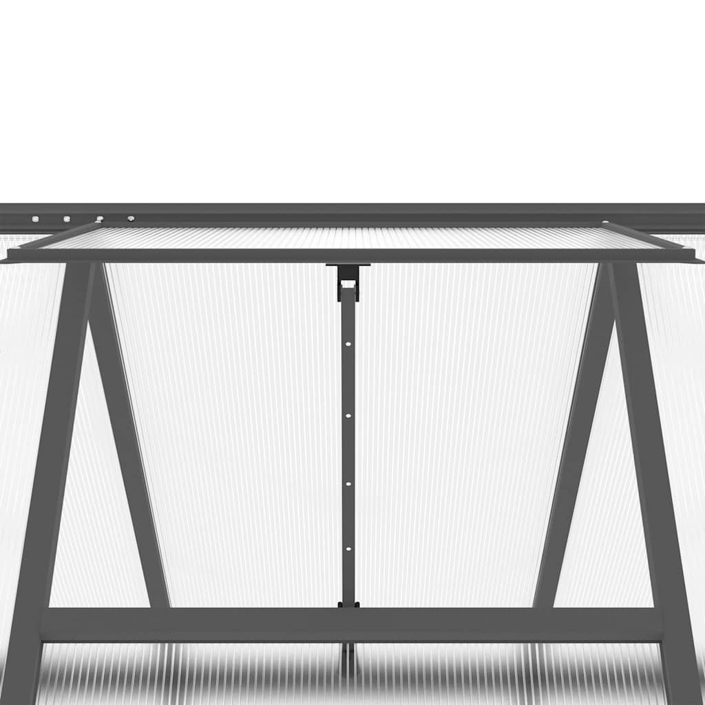 Gewächshaus mit Fundamentrahmen Silber 334x169x202cm Aluminimum