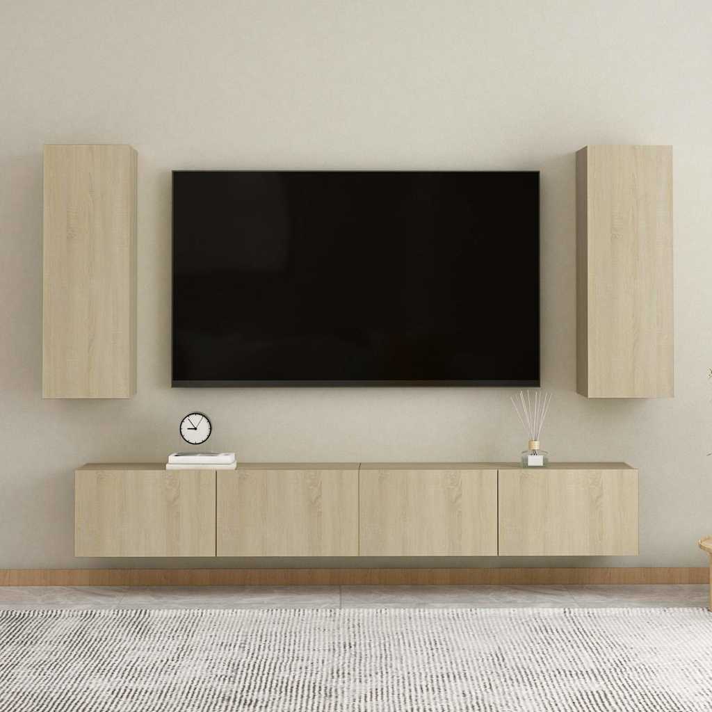 4-tlg. TV-Schrank-Set Weiß Holzwerkstoff