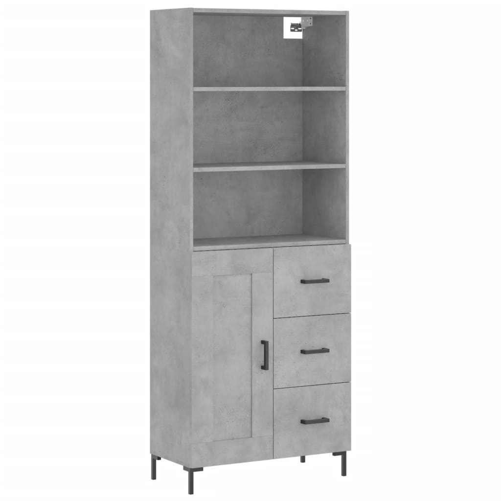 Highboard Hochglanz-Weiß 69,5x34x180 cm Holzwerkstoff