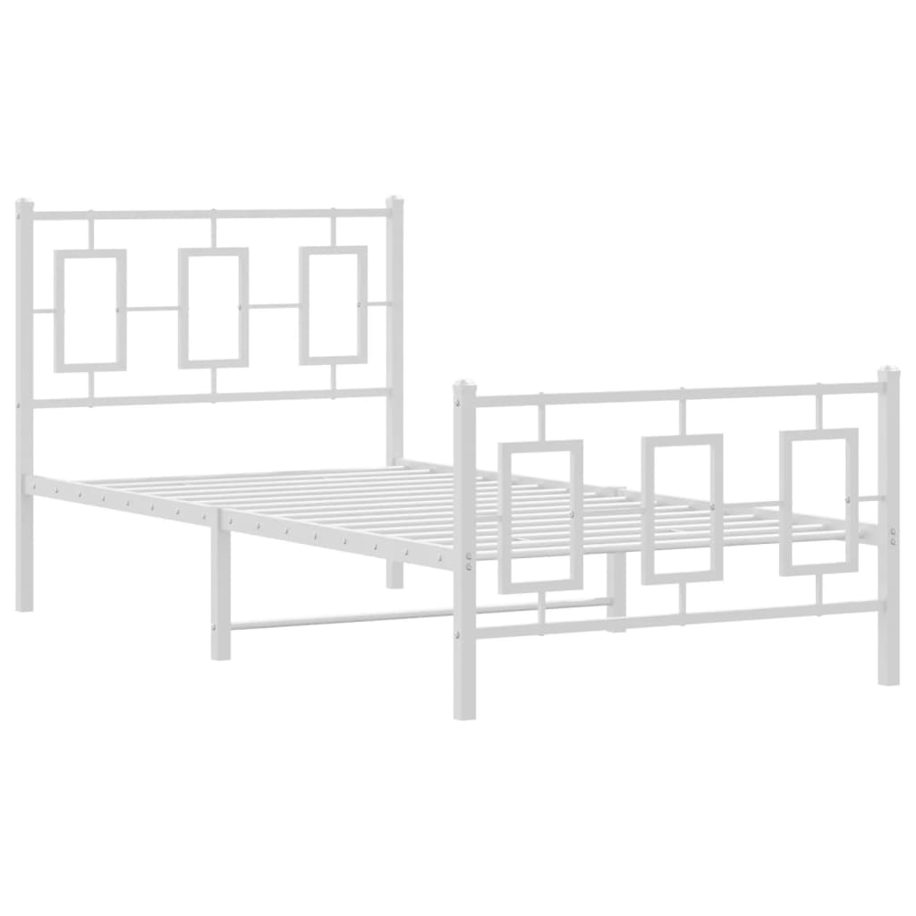 Bettgestell mit Kopf- und Fußteil Metall Weiß 180x200 cm